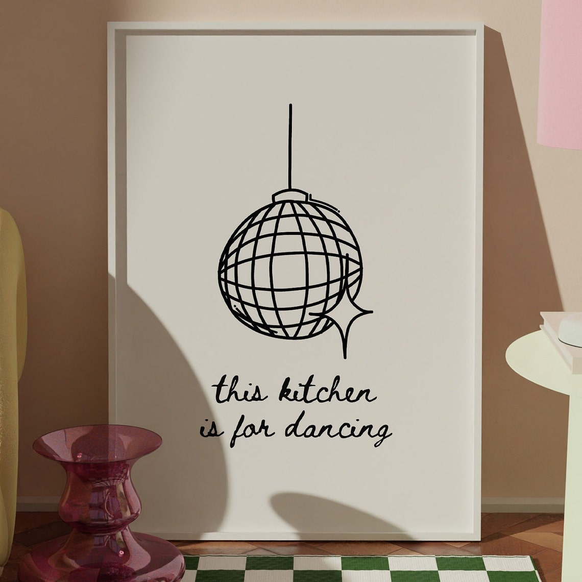 This Kitchen Is For Dancing Disco Ball Minimalist Kitchen Poster - Image 2