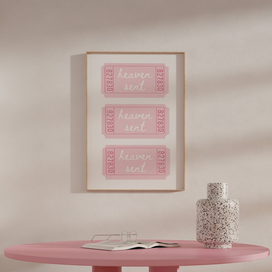 Heaven Sent Pink Ticket Stub Script Girly Dorm Room Decor Poster - Image 5