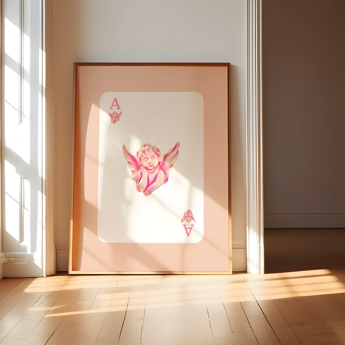 Pink Ace Cherub Playing Card Coquette Balletcore Aesthetic Room Poster - Image 3