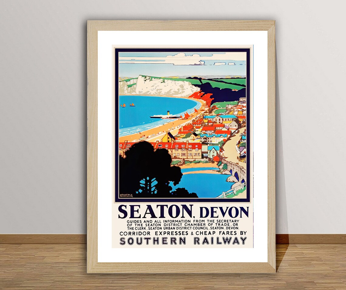 Seaton Devon England Vintage Travel Poster
