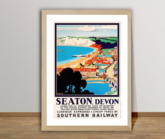Seaton Devon England Vintage Travel Poster