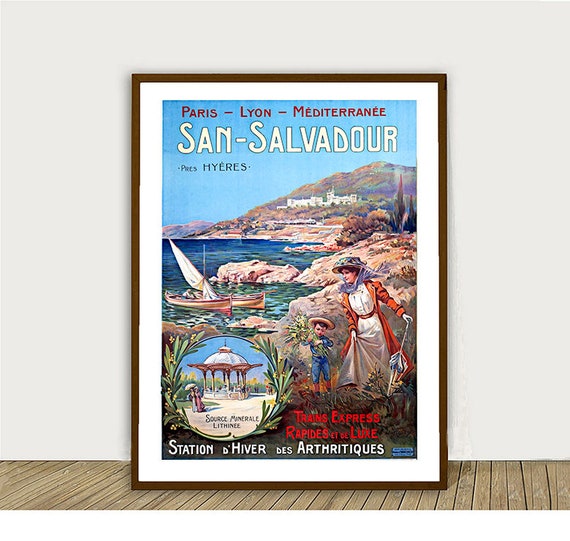 San Salvadour El Salvador Vintage Travel Poster Retro San Salvadour Poster Gift Idea Wall Decor