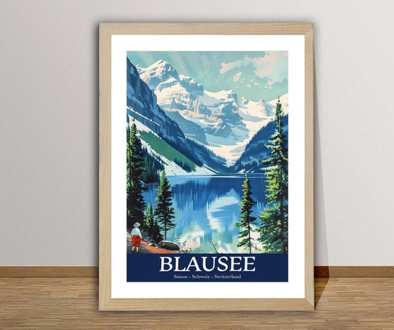 Blausee Suisse Travel Poster Visit Lake Blausee Gift Idea Wall Decor