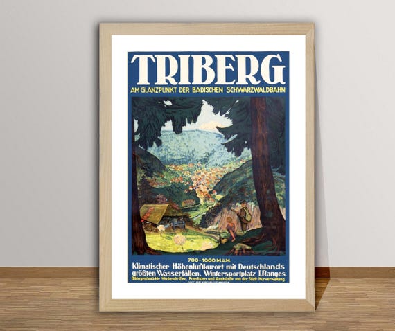 Triberg Am Glanzpunkt Der Badischen Schwarzwaldbahn Germany Vintage Travel Poster Retro Triberg Travel Poster Gift Idea Wall Decor