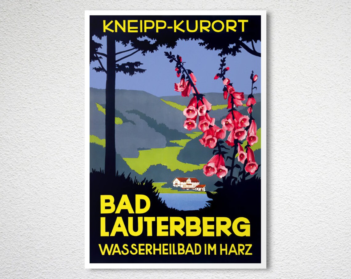Bad Lauterberg Harz German Spa Resort Foxglove Vintage Travel Poster - Image 2