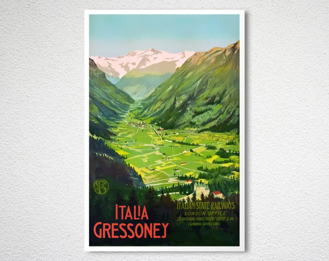 Italia Gressoney Italian State Railways Alpine Valley Art Poster - Image 2