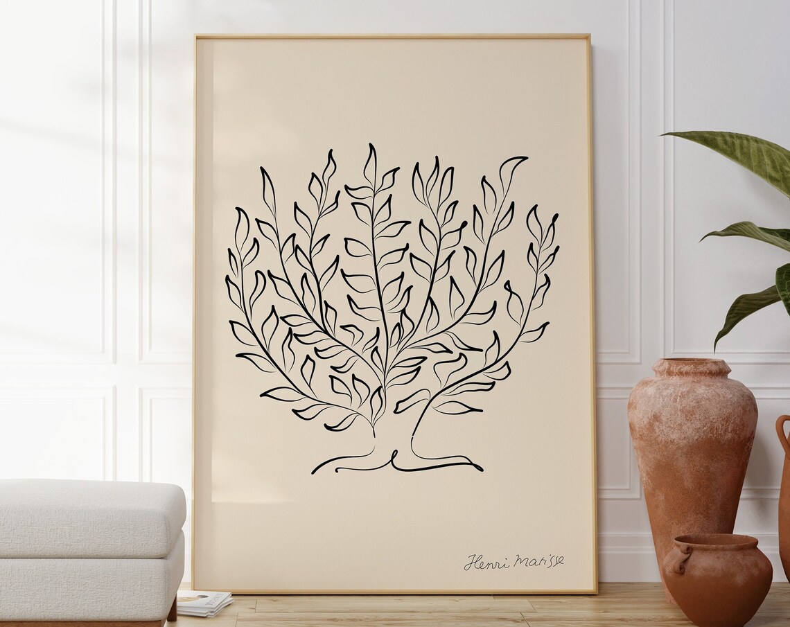 Matisse-Inspired Minimalist Tree Art Print Poster