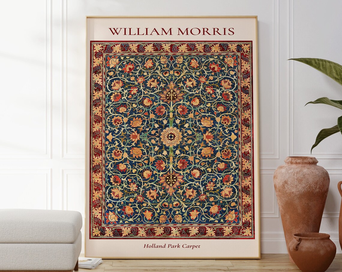 William Morris Holland Park Carpet Ornate Floral Rug Design Poster