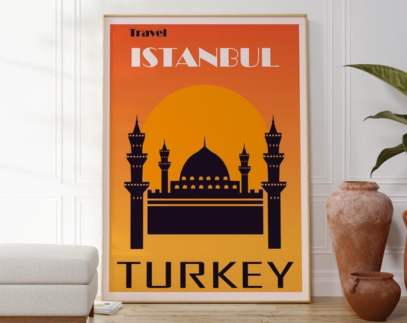 Travel Istanbul Turkey Art Poster Modern Minimalist Travel Print Contemporary Decor Istanbul Wall Art Housewarming Gift Idea For Travel
