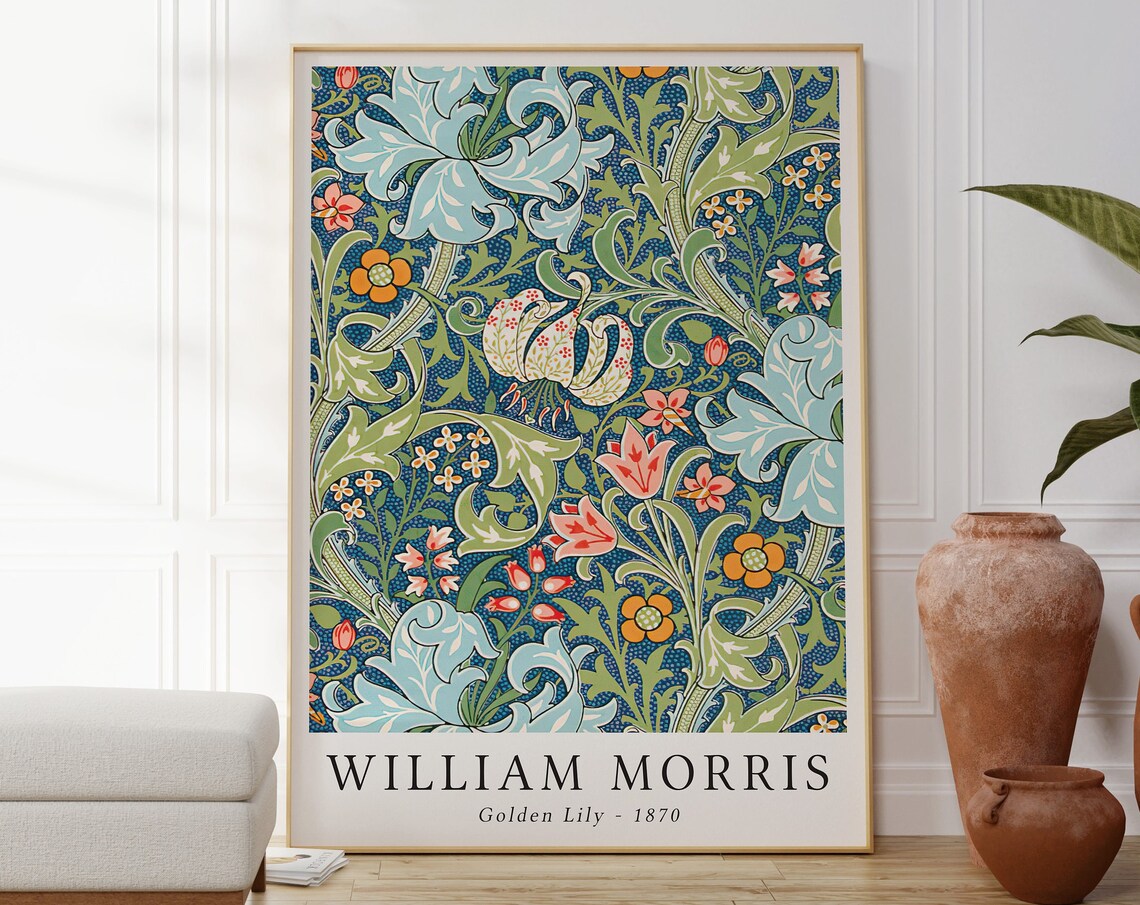 William Morris Golden Lily, Vintage Floral Art Print