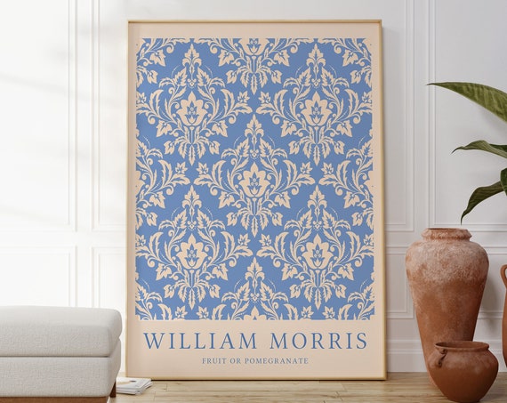 William Morris Blue Fruit Or Pomegranate Print Pattern Textile Design Poster Vintage Art Nouveau Decor Gift For Her Nature Inspired