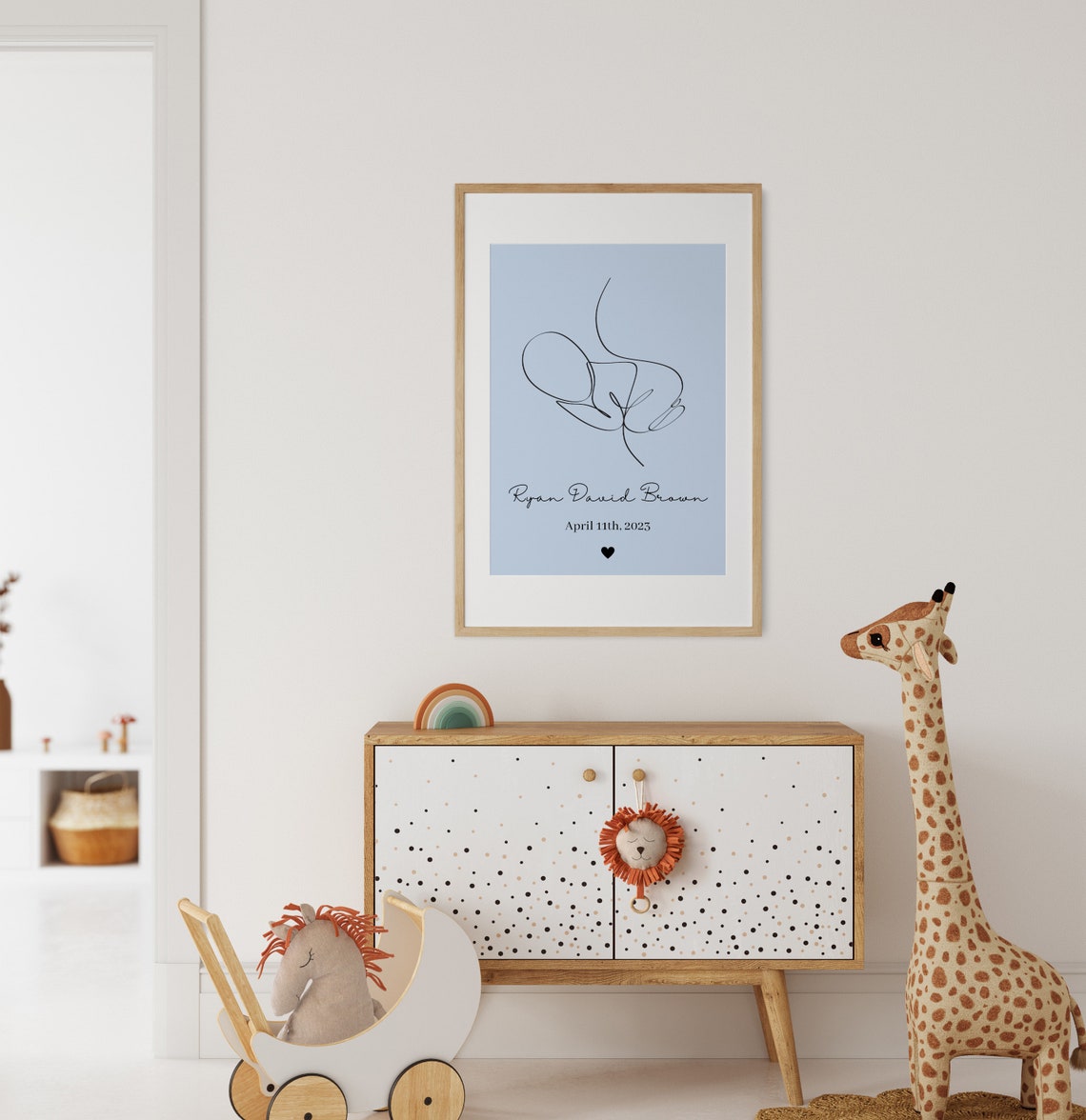 Custom Baby Birth Print New Baby Gift Editable Baby Birth Print Christening Gift New Born Nursery Decor Baby Girl Baby Boy - Image 2