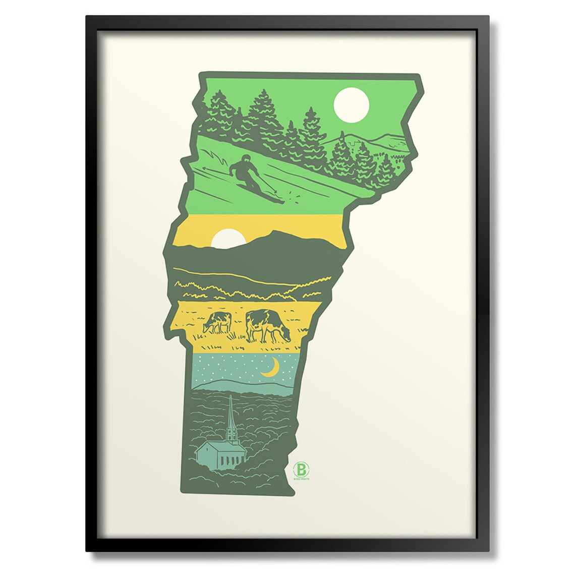 Layers Of Vermont Travel Poster, Landscape Art Print