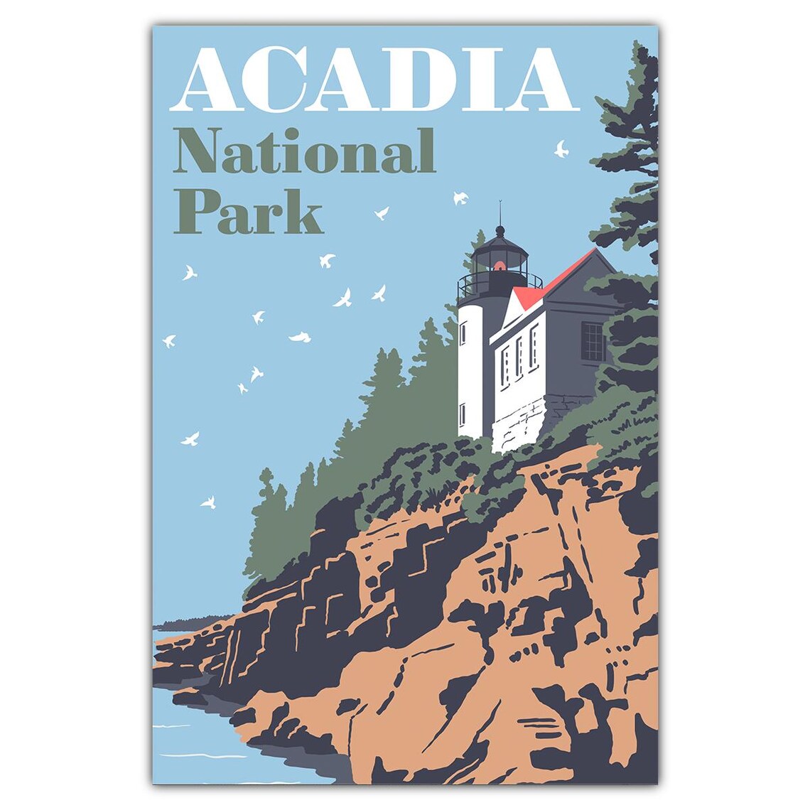 Acadia National Park Bass Harbor Lighthouse Travel Poster