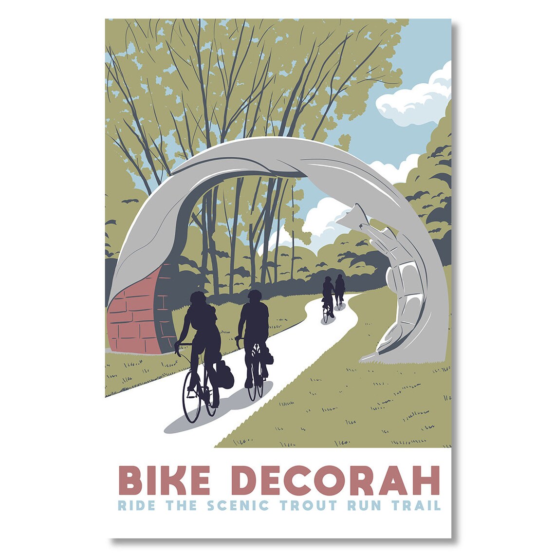 Bike Decorah Trout Run Trail Cyclists Scenic Retro Travel Poster