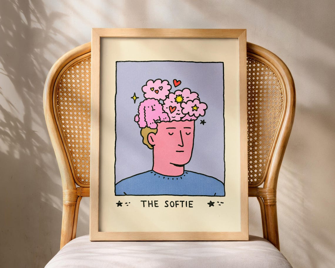 The Softie Pastel Tarot Style Cute Character Illustration Art Poster