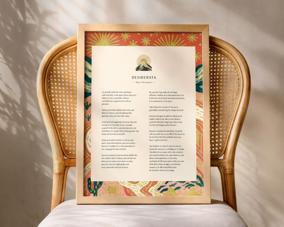 Desiderata Poem by Max Ehrmann Inspirational Life Quote Poster