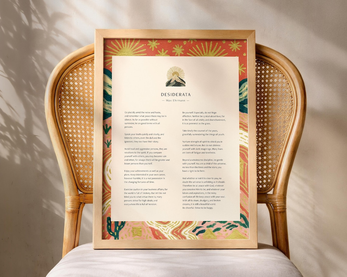 Desiderata Poem Print Max Ehrmann Wall Art Inspirational Literary Quote Poster Mindfulness Graduation Gift