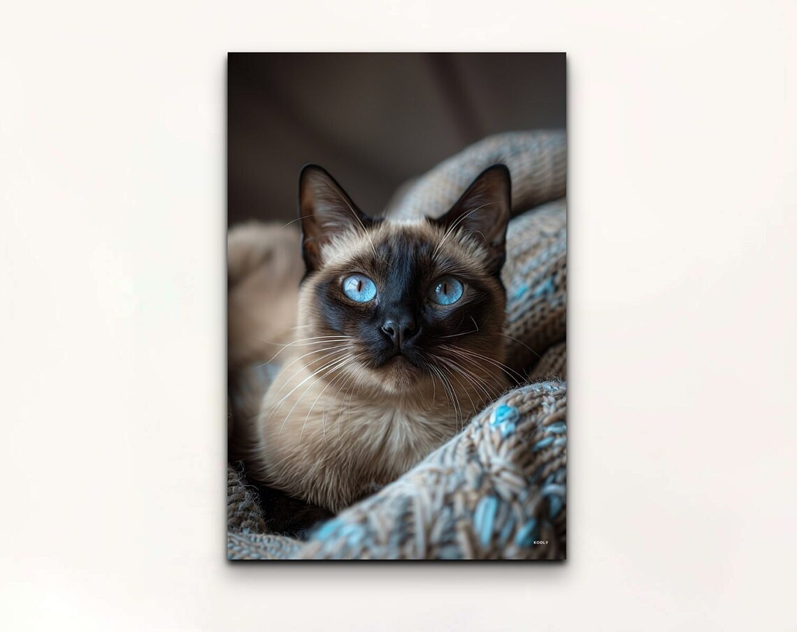 Burmese Cat Portrait, Animal Decor Centerpiece
