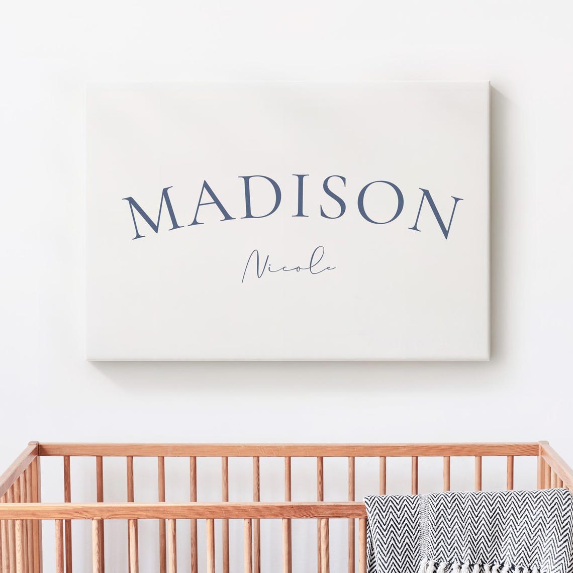 Elegant Personalized Baby Girl Name Nursery Sign Custom Decoration Wall Decor Canvas Or Print Unframed
