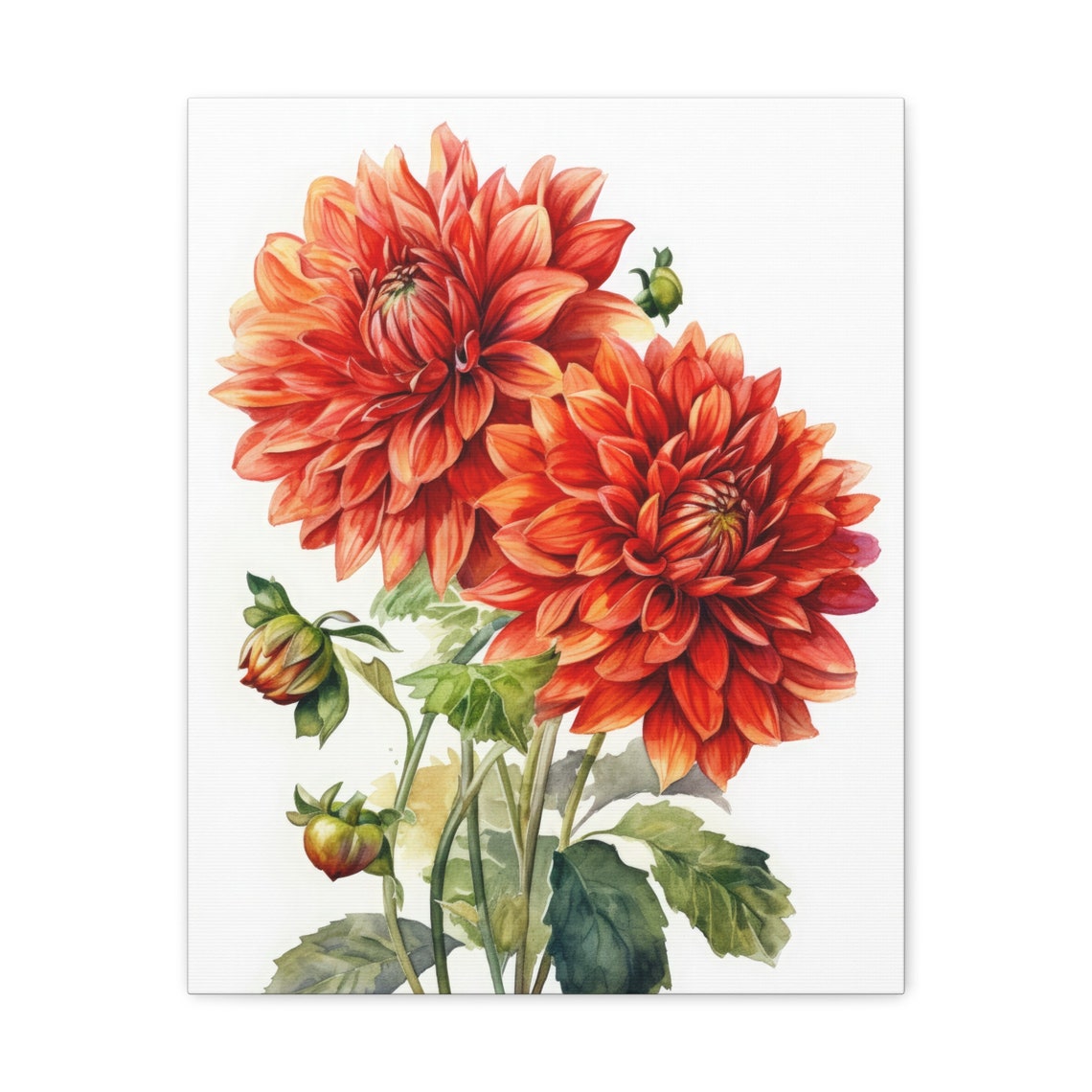 Burnt Orange Dahlia Blooms Watercolor Botanical Floral Poster - Image 4