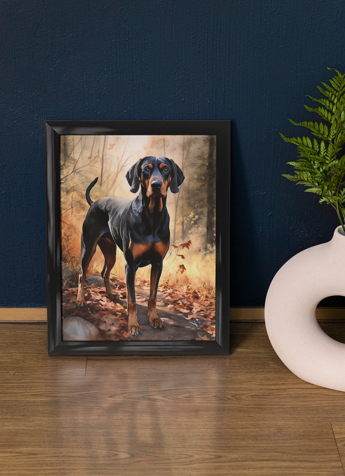 Black And Tan Coonhound Dog Art Print Dog Wall Art Animal Art Print Animal Art Poster Dog Lover Gift Colorful Animal Wall Art Cool Dog