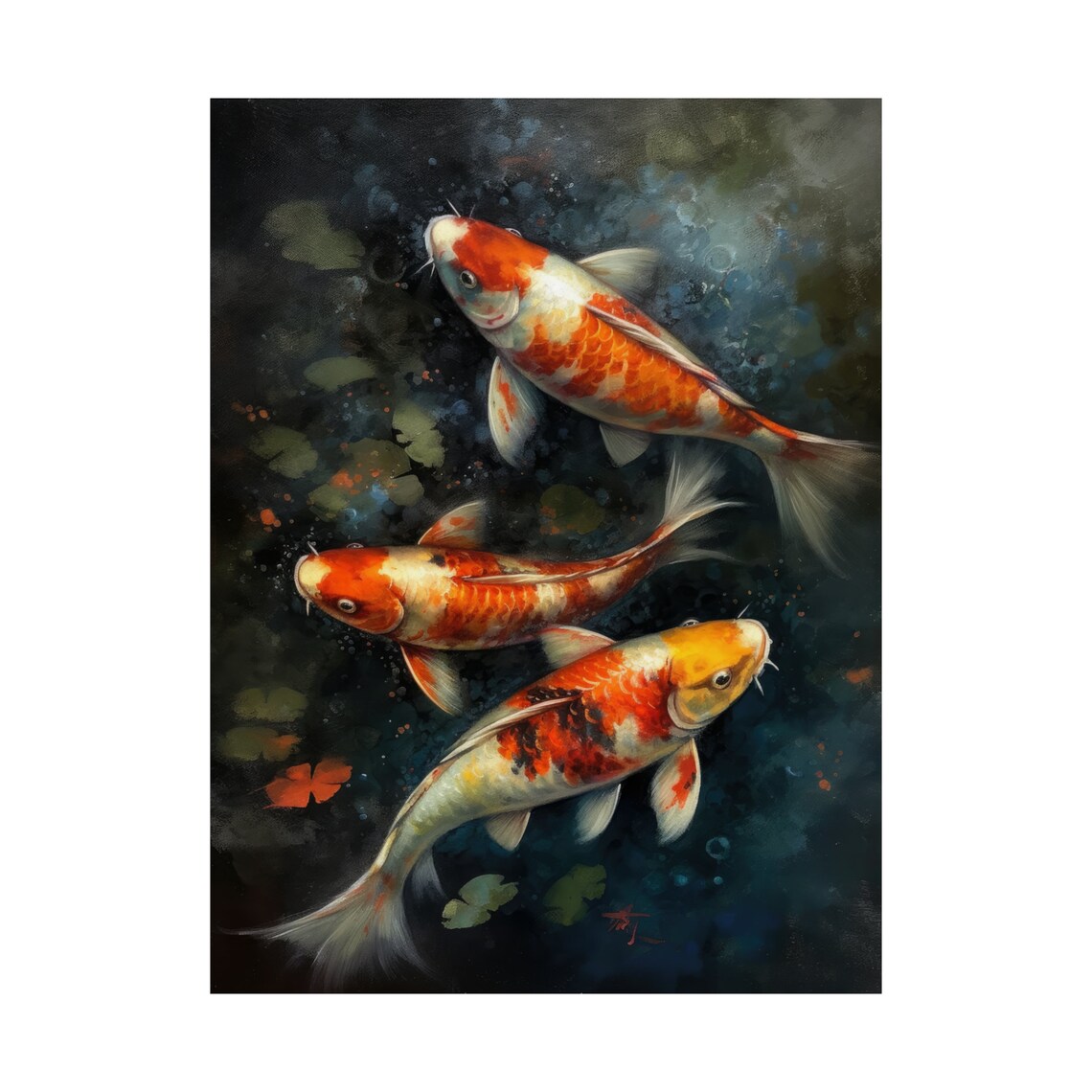Koi Fish Art Print Koi Pond Painting Koi Wall Art Koi Fish Painting Feng Shui Wall Art Japanese Inspired Art Japanese Poster Zen Art - Image 4
