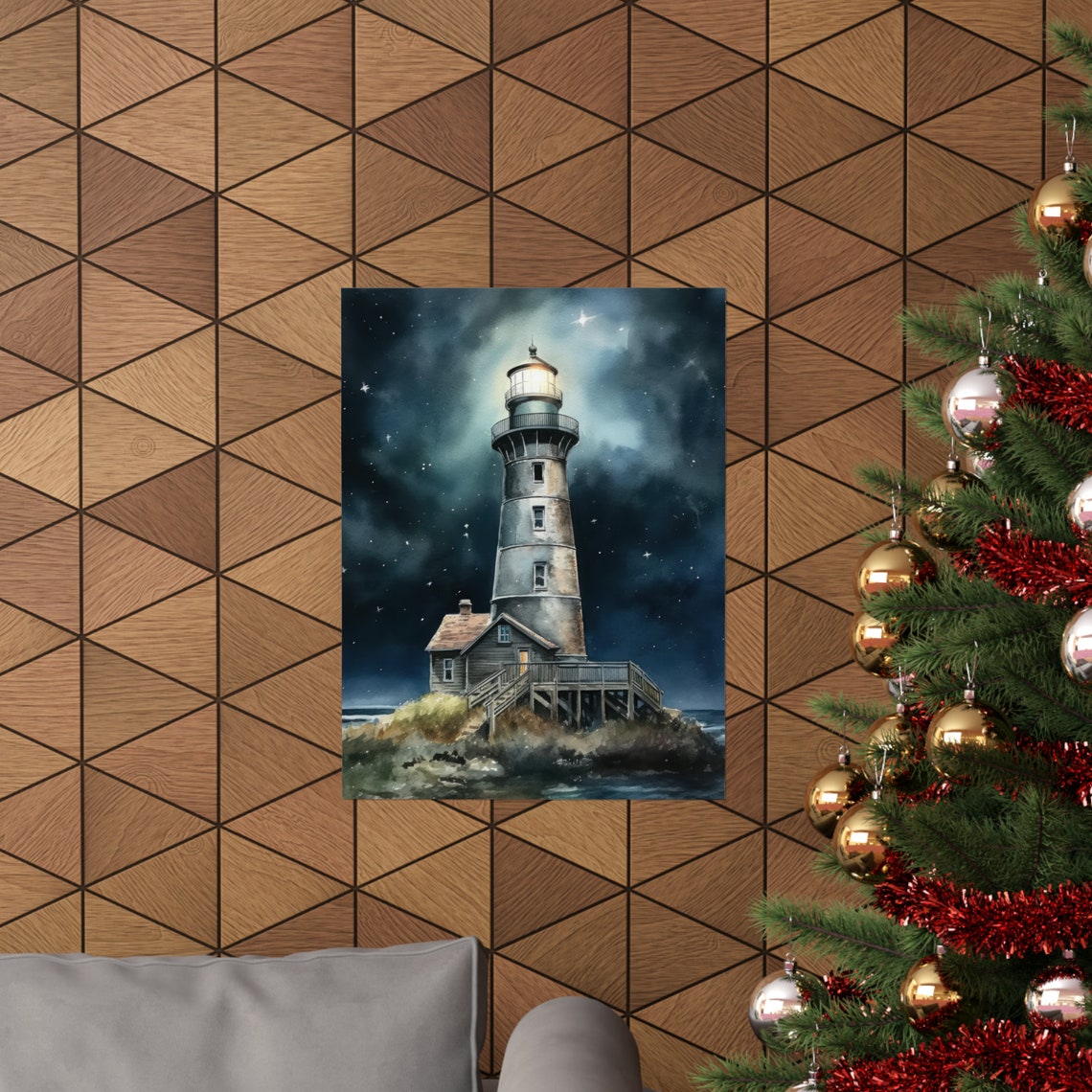 Lighthouse Art Print Lighthouse Painting Lighthouse Wall Art Beach Art Print Beach Wall Art Ocean Dcor Ocean Painting Ocean Theme - Image 3