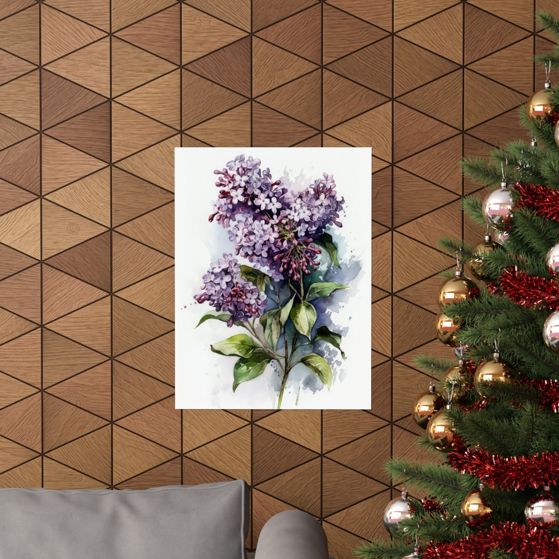 Fragrant Purple Lilac Sprigs Watercolor Botanical Floral Poster - Image 3