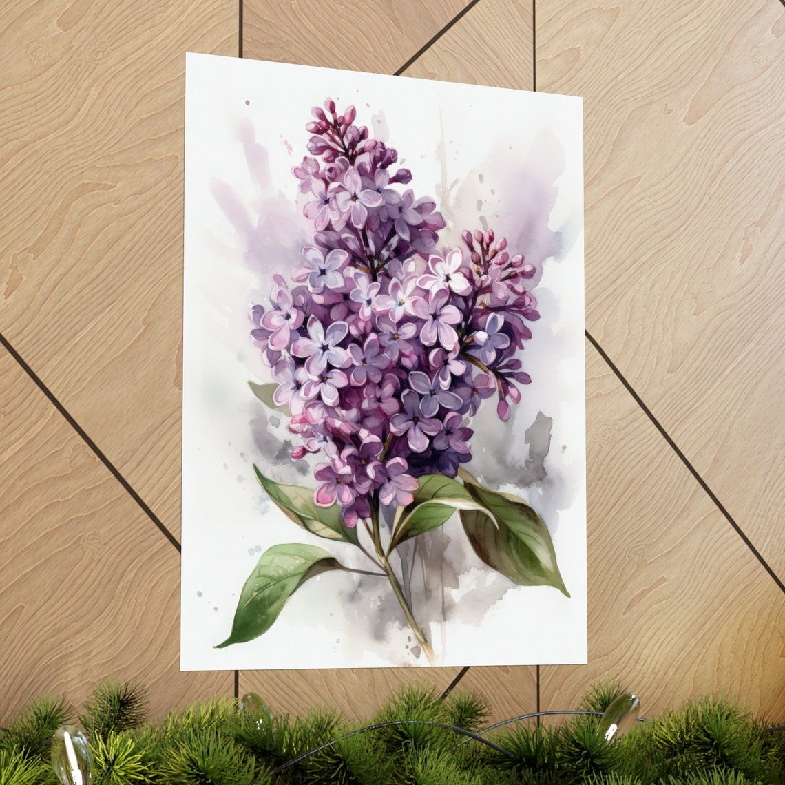 Lush Lilac Purple Blossom Cluster Soft Watercolor Botanical Poster - Image 2