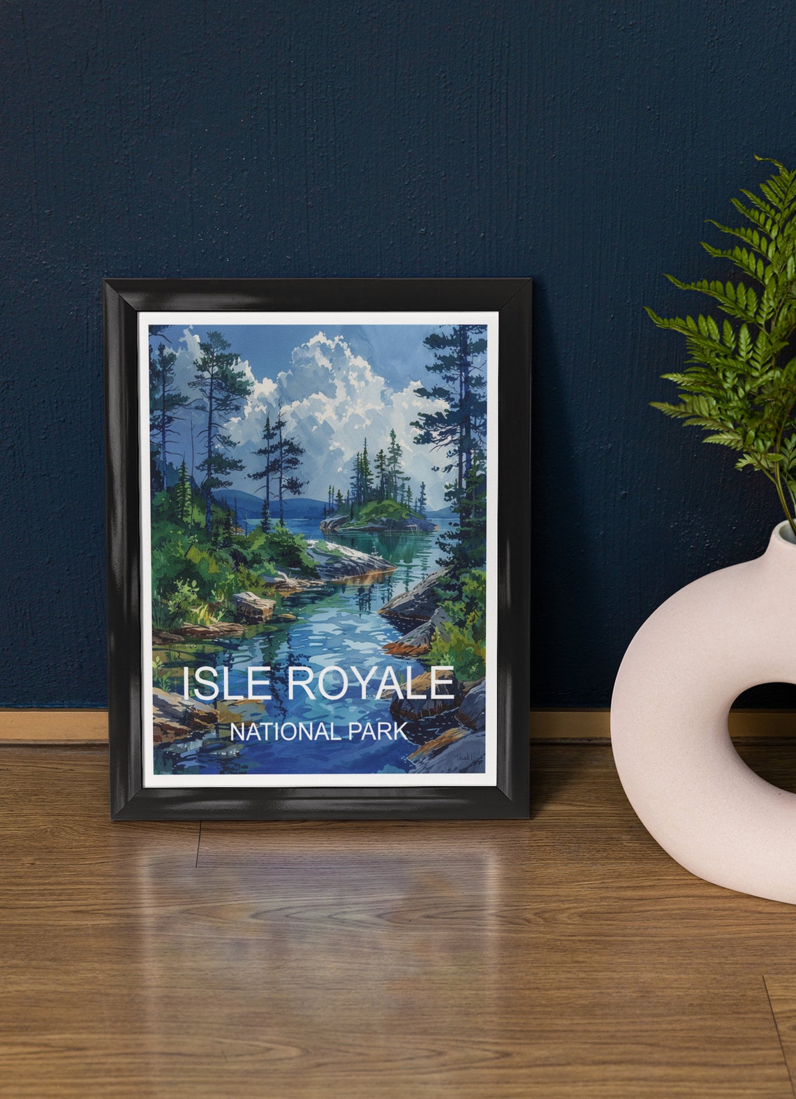 Isle Royale National Park Pine Lake Reflection Sunset View Poster