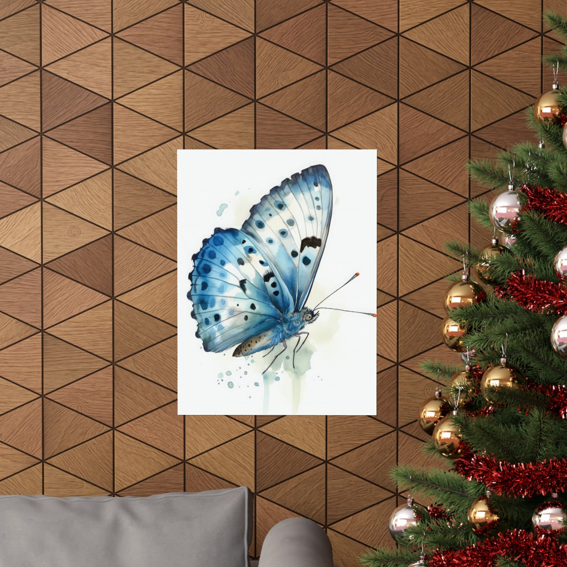 Azure Butterfly Art Print Butterfly Home Dcor Watercolor Butterfly Painting Insect Wall Art Nature Lover Butterflies Artwork - Image 3