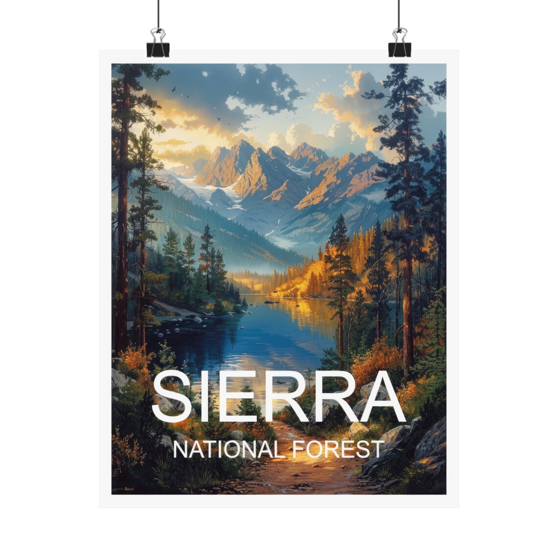 Sierra National Forest Alpine Lake Mountain Reflections Travel Poster - Image 4