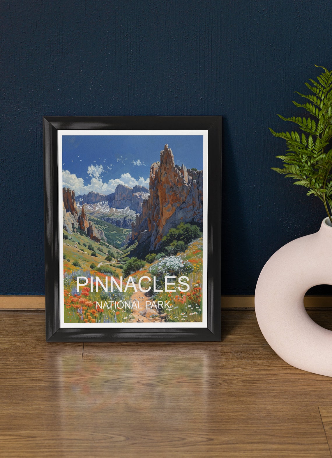 Pinnacles National Park Rocky Peaks Wildflower Valley View Poster