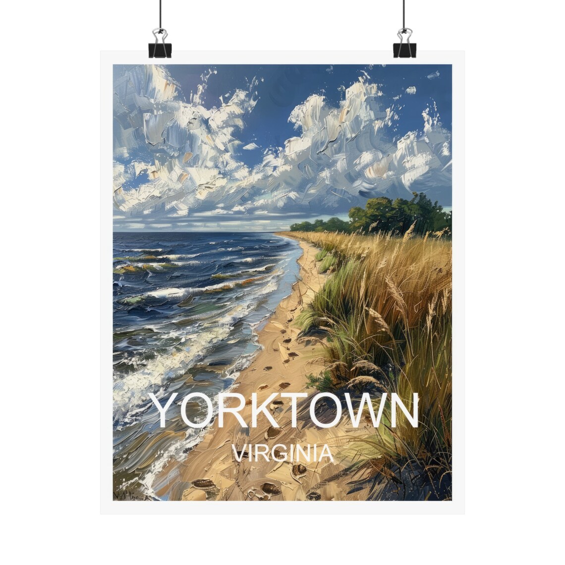 Yorktown Virginia Beach Dunes Ocean Coastline Travel Poster Elegant - Image 4
