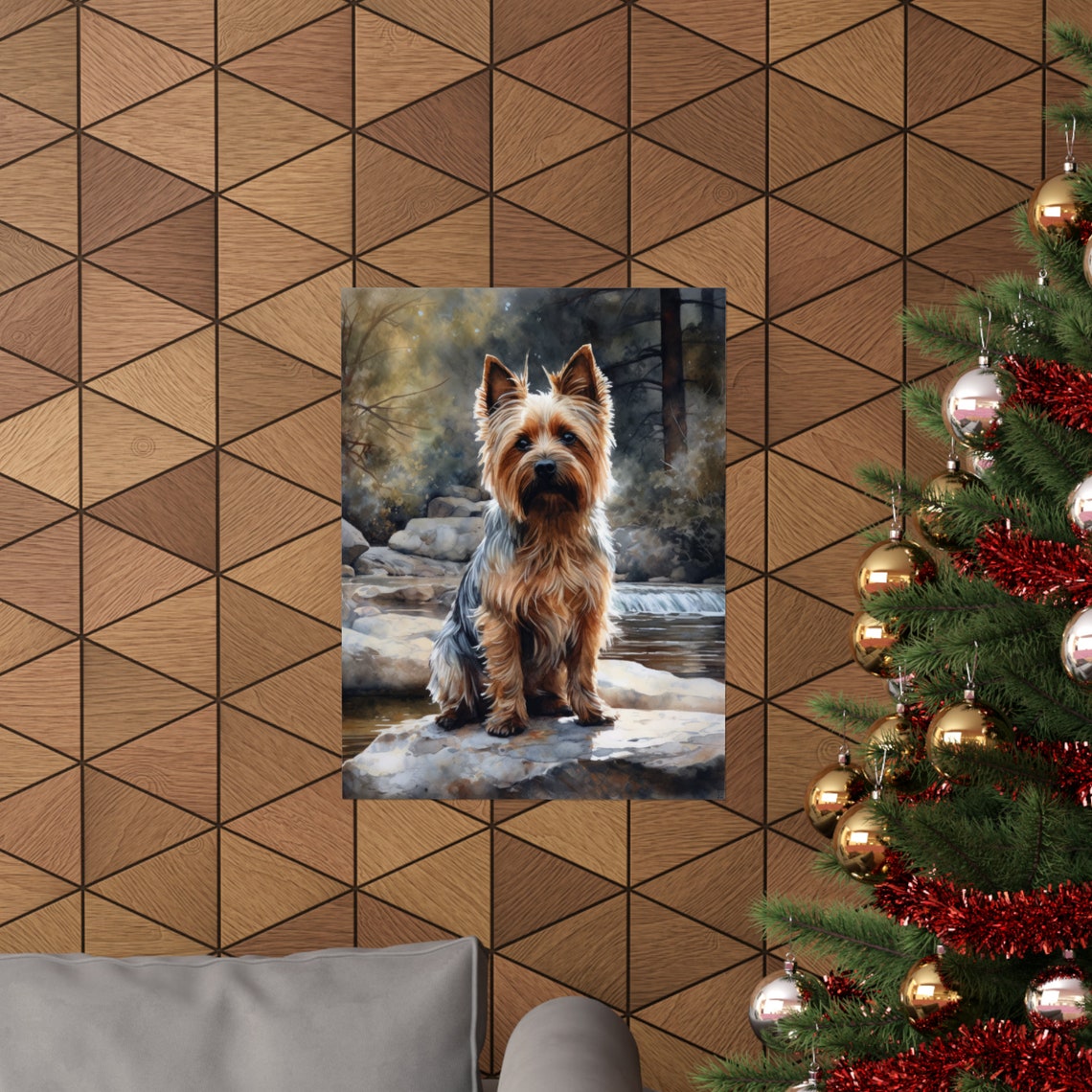 Silky Terrier Sitting Watercolor Portrait Small Dog Breed Art Poster - Image 3