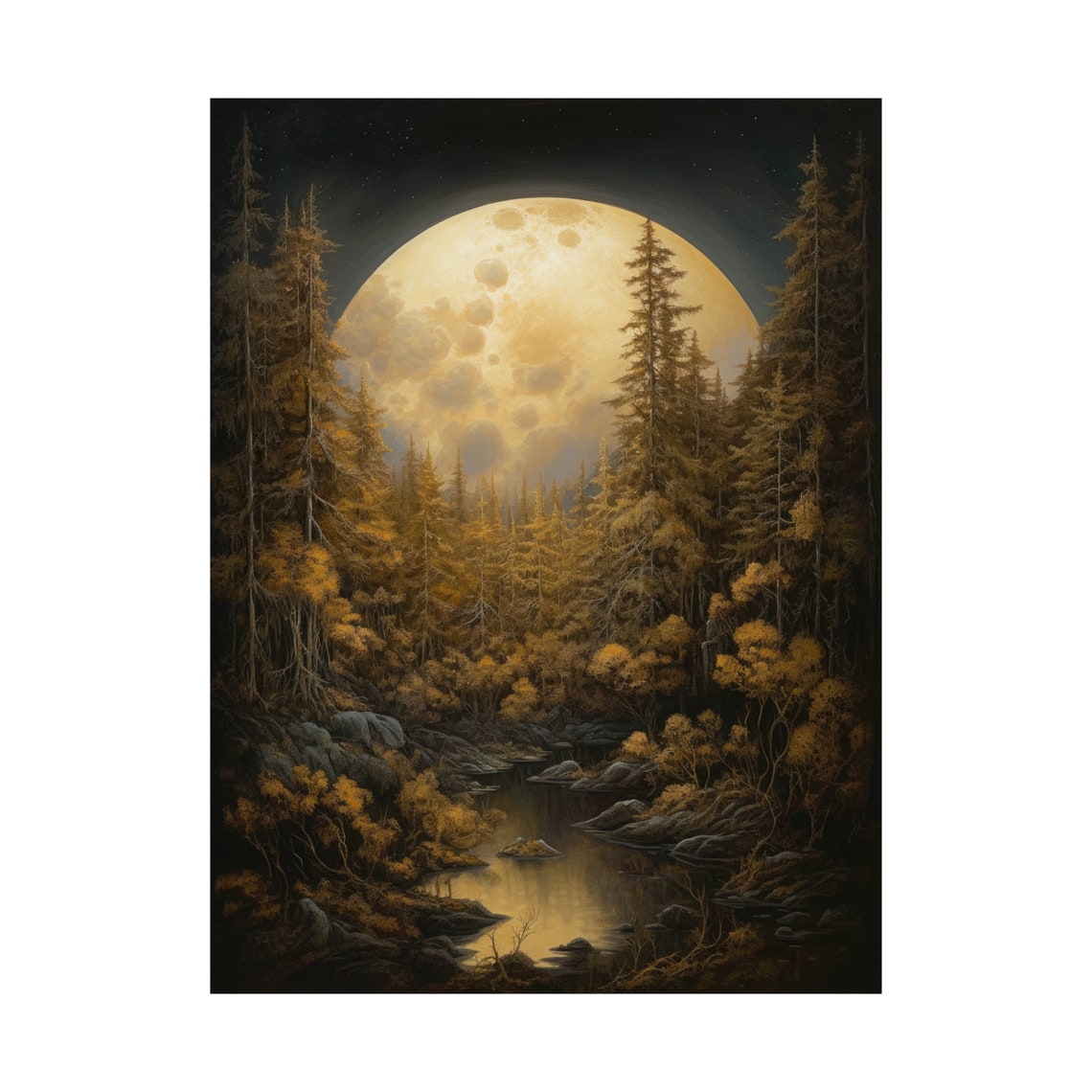Moon Art Print Dark Academia Art Dark Cottagecore Art Witch Room Dcor Moon Wall Art Gothic Wall Art Moody Wall Art Celestial Art - Image 4