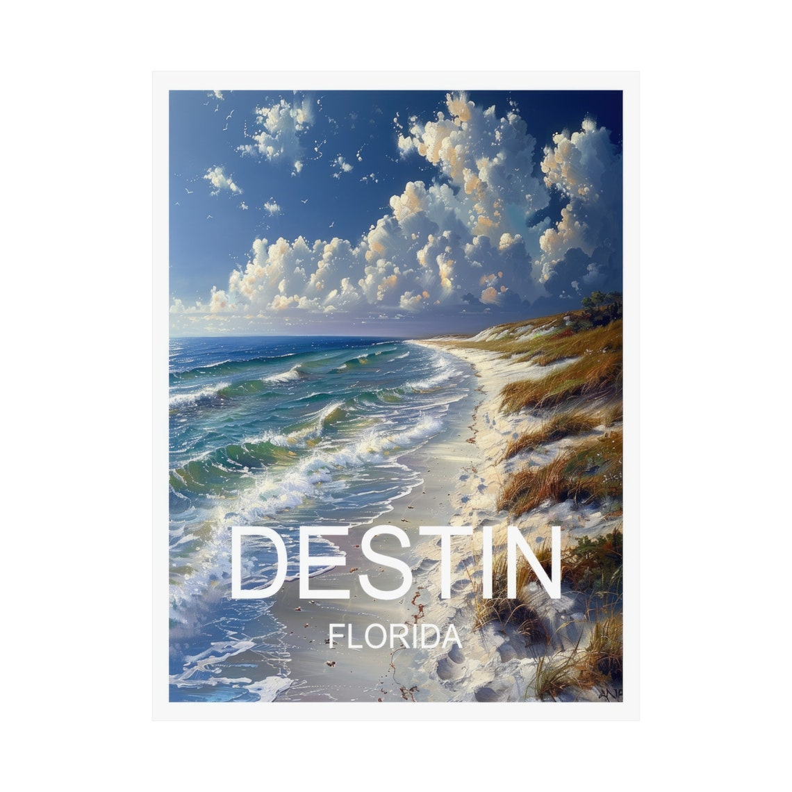 Destin Florida White Sand Beach Emerald Waves Gulf Travel Poster - Image 3