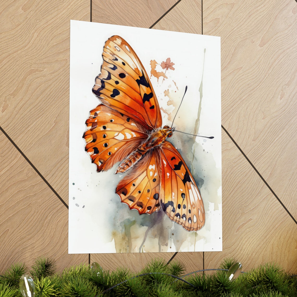 Fritillary Butterfly Orange White Spotted Wings Watercolor Art Print - Image 2