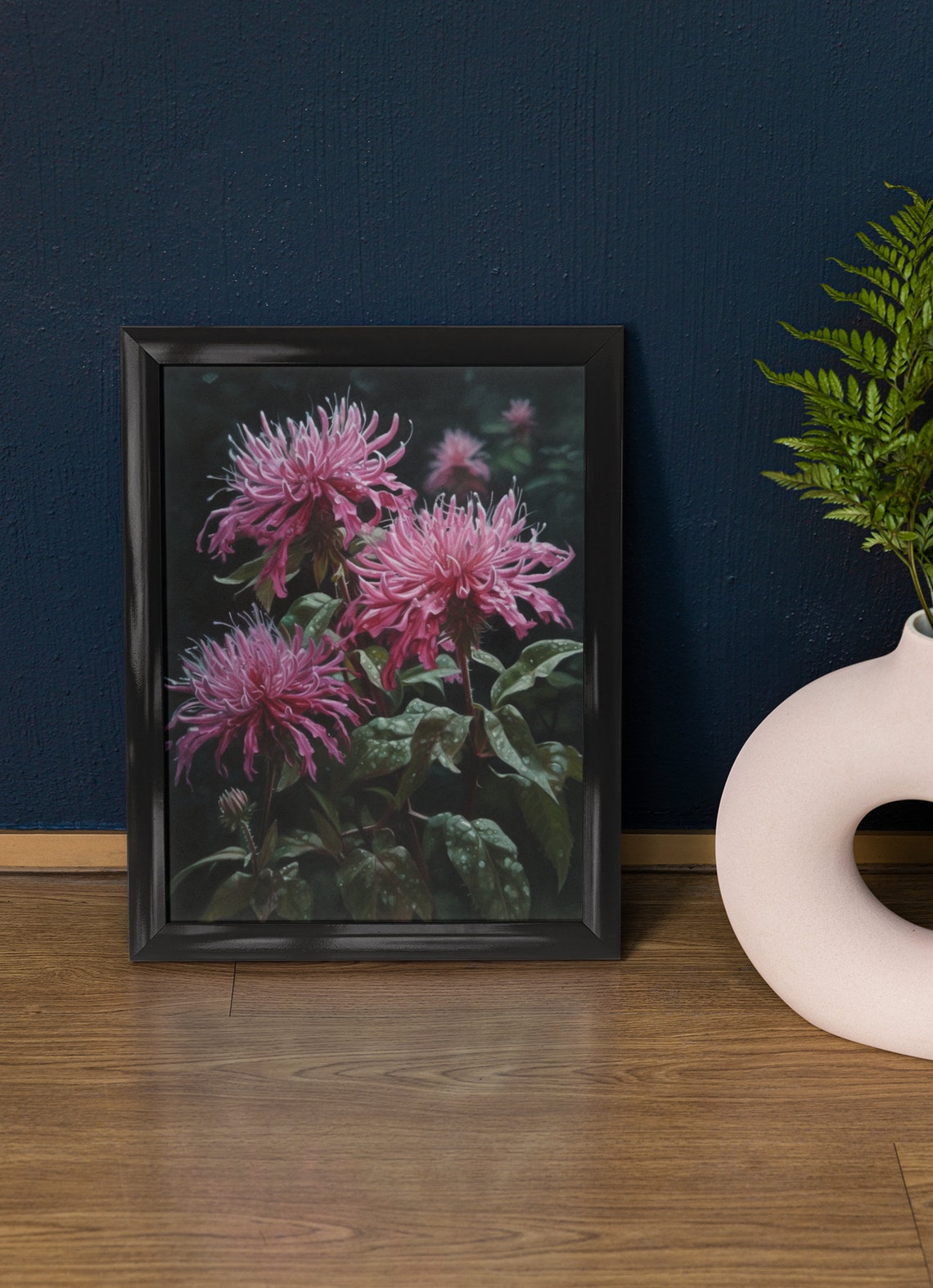 Pink Bee Balm Flower Art Print Flower Painting Flower Dcor Floral Art Print Floral Wall Art Painting Floral Artwork Botanical Print