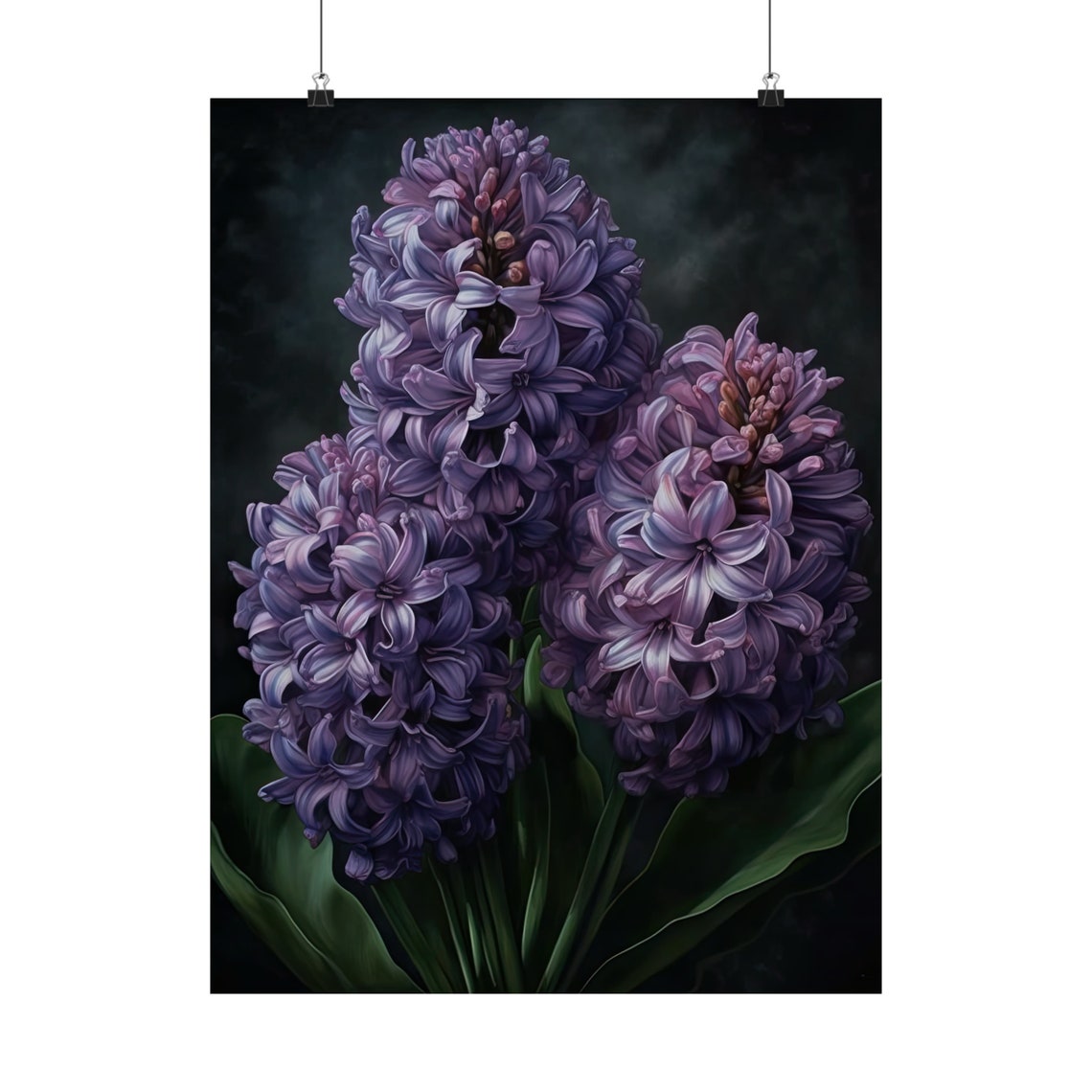 Lavender Hyacinth Spikes Dark Moody Botanical Flower Art Poster - Image 5