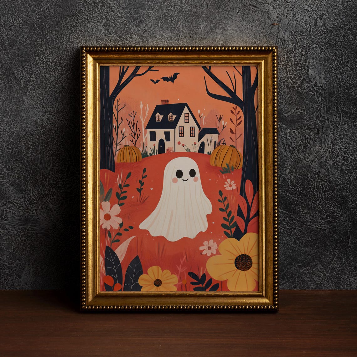The Goes For A Fall Stroll Retro Halloween Wall Art Print Spooky Decorhaunted House Artretro Decorsingle Poster