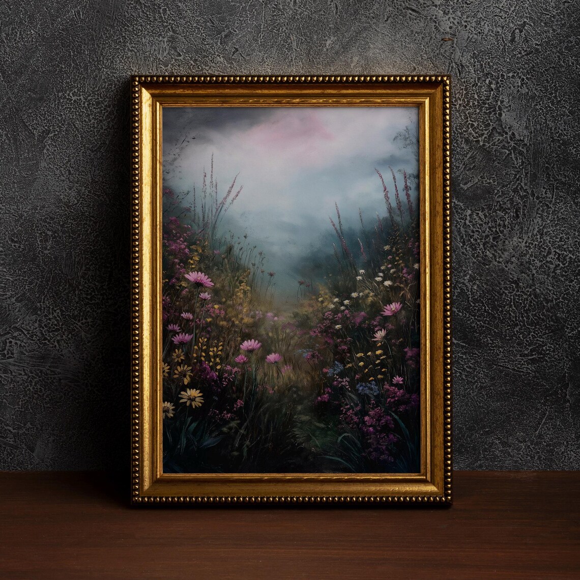 Dark Academia Field Print, Moody Botanical Art
