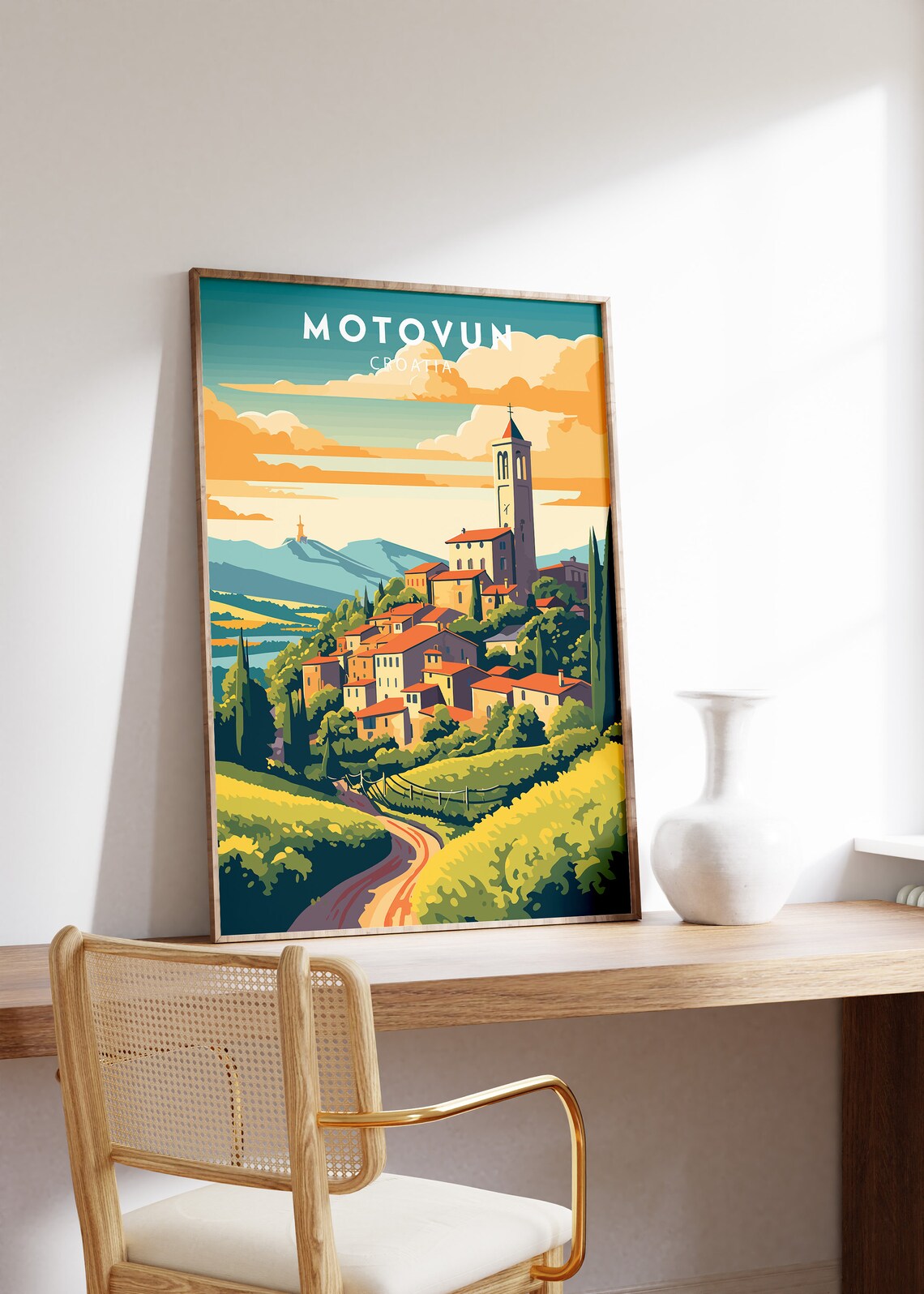 Motovun Croatia Hilltop Medieval Town Sunset Sky Travel Poster - Image 2