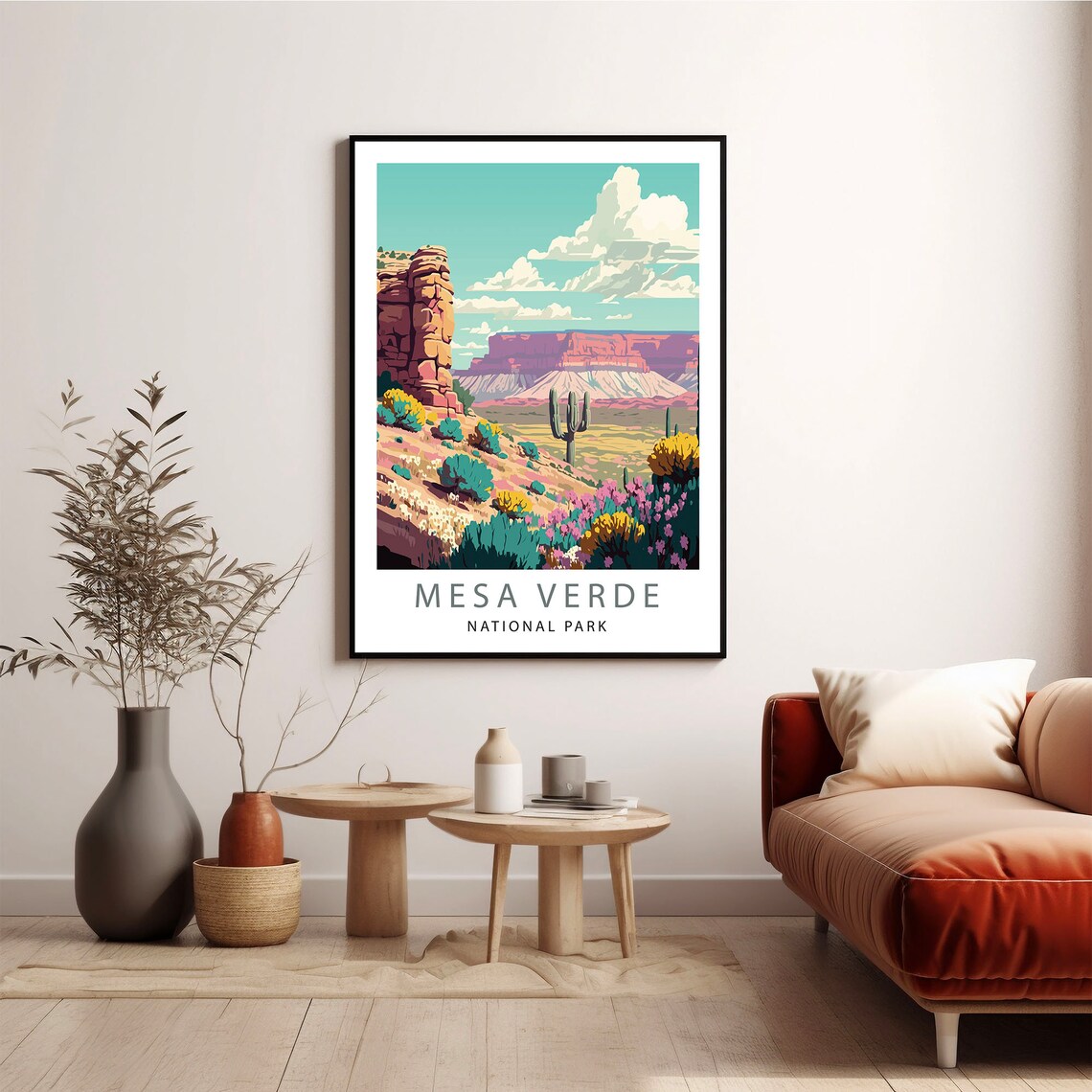 Mesa Verde National Park Poster of Desert Cliffs Cacti and Wildflowers - Image 2