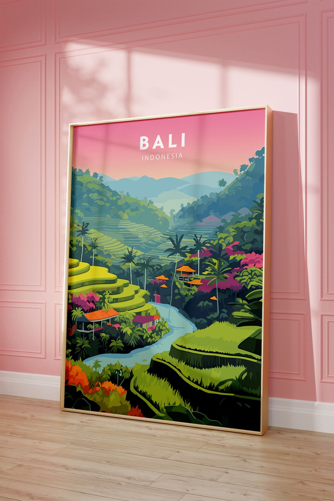 Bali Indonesia Travel Poster, Mid-Century Modern - Image 3
