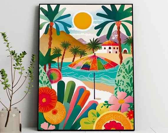 Spain Travel Illustration, Summer Travel Poster