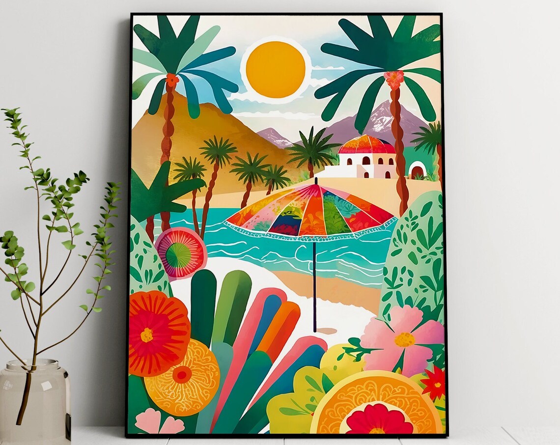 Spain Travel Illustration, Summer Travel Poster