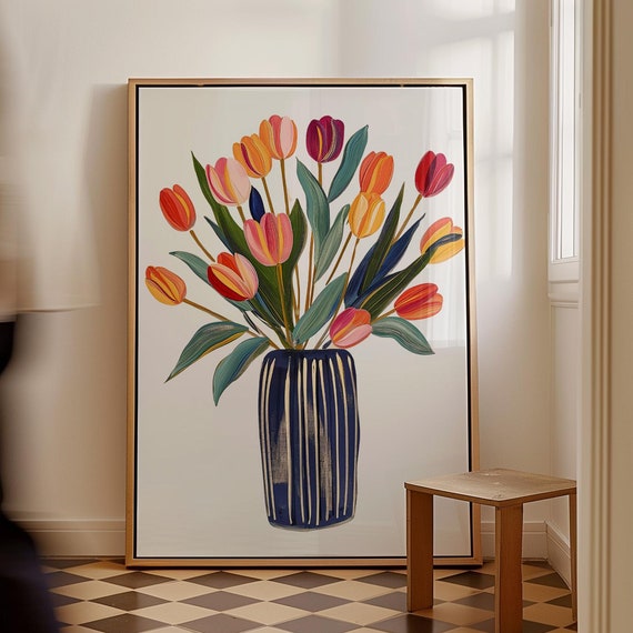 Tulip Vase Print Botanical Flower Market Art