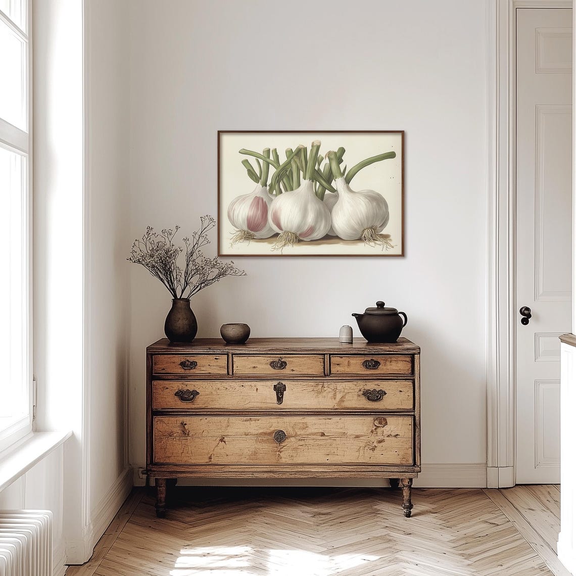 Vintage Garlic Bulbs Botanical Illustration Kitchen Art Poster - Image 4